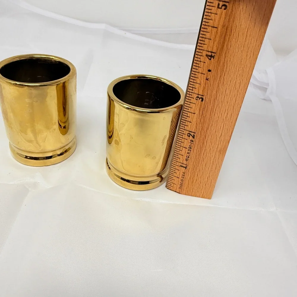 Set of 2 Gold 50 Caliber Bullet Shell Shot Glasses‎ Holders
